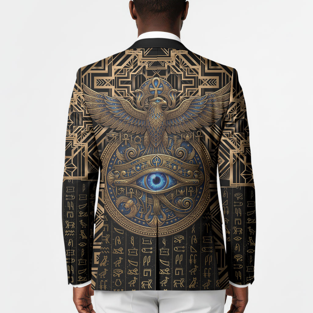 Egypt Eye of Horus Blazer Hieroglyphics Patterns Retro Style