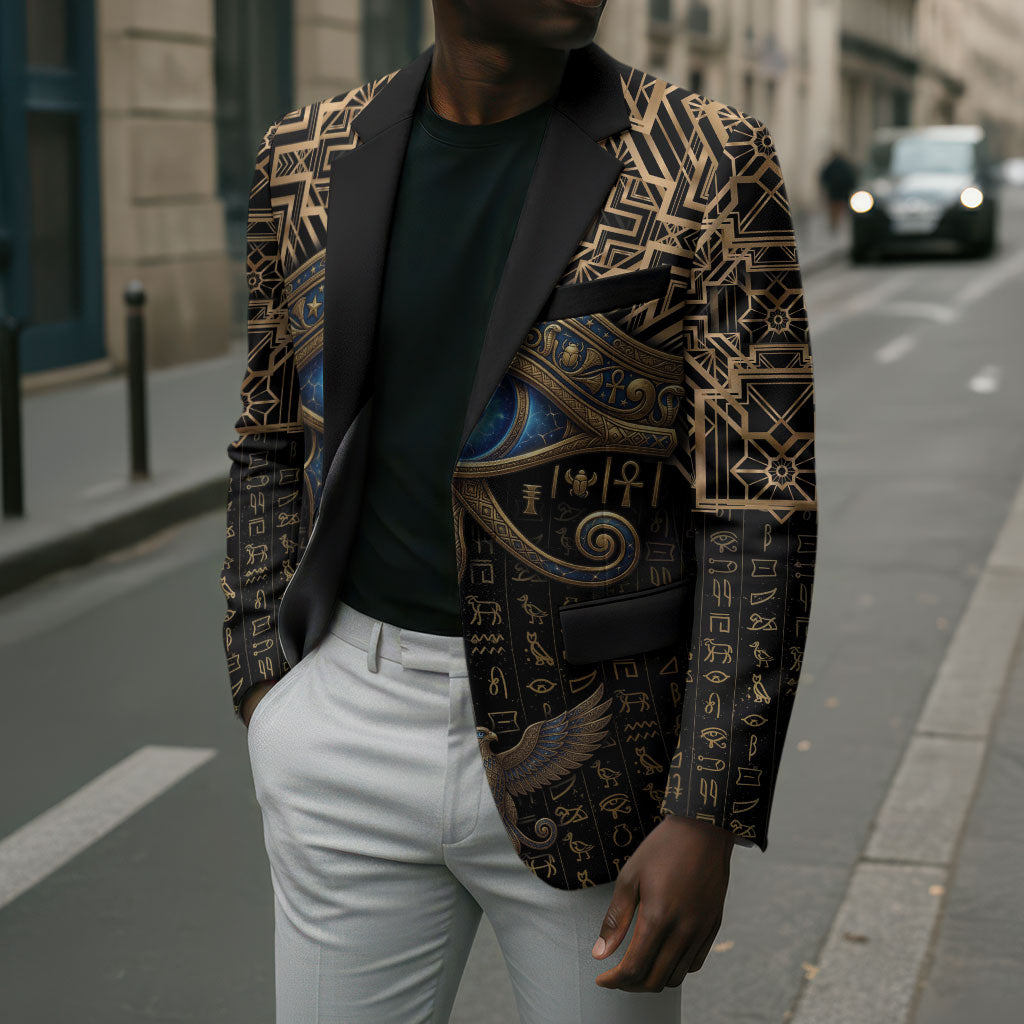 Egypt Eye of Horus Blazer Hieroglyphics Patterns Retro Style