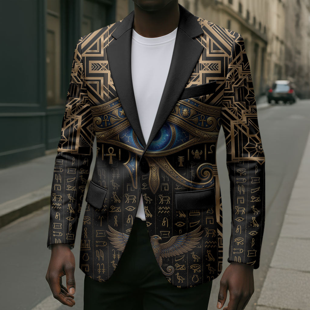 Egypt Eye of Horus Blazer Hieroglyphics Patterns Retro Style