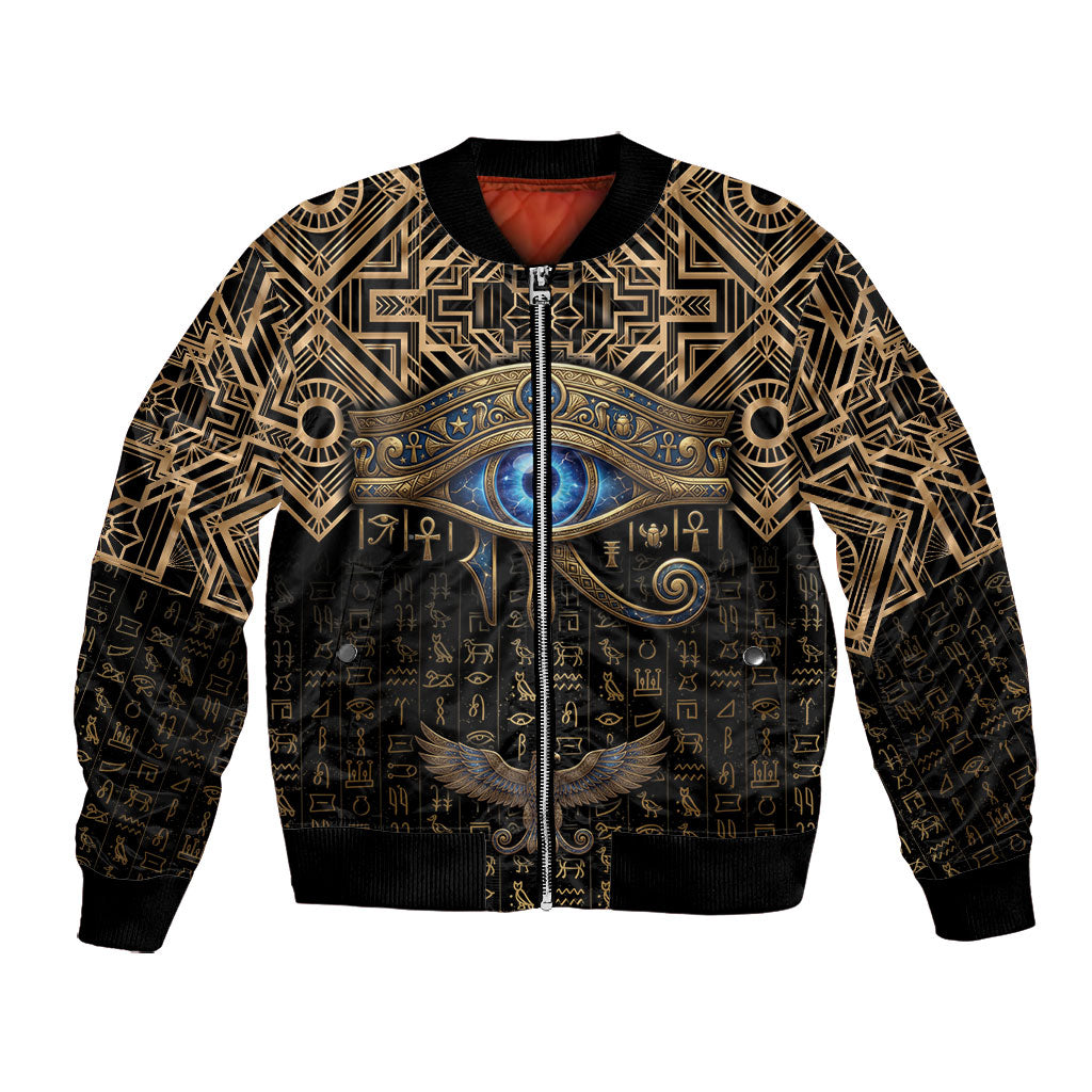 Egypt Eye of Horus Bomber Jacket Hieroglyphics Patterns Retro Style
