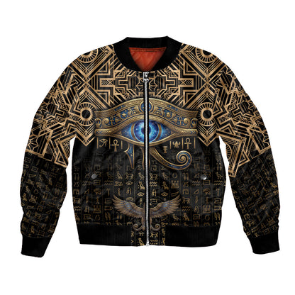 Egypt Eye of Horus Bomber Jacket Hieroglyphics Patterns Retro Style