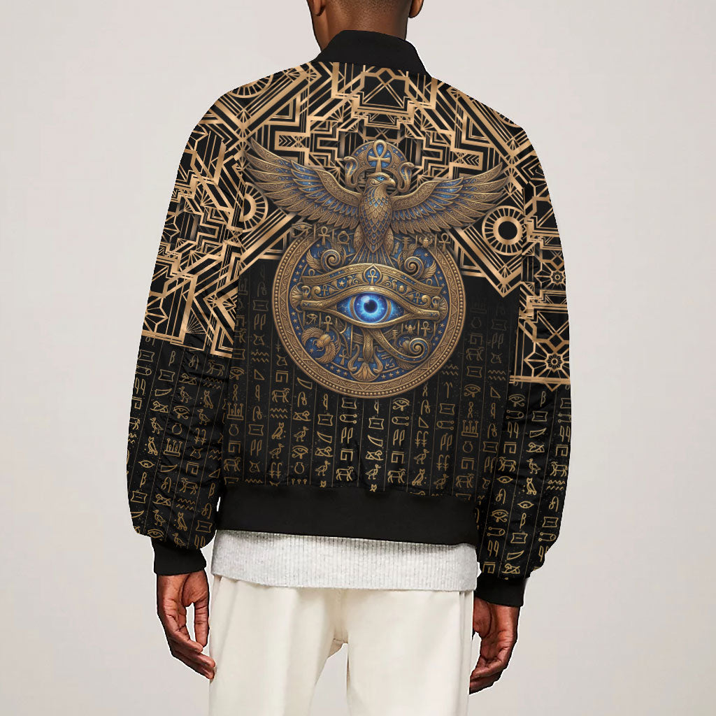 Egypt Eye of Horus Bomber Jacket Hieroglyphics Patterns Retro Style