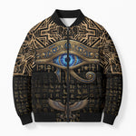 Egypt Eye of Horus Bomber Puffer Jacket Hieroglyphics Patterns Retro Style