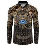 Egypt Eye of Horus Button Sweatshirt Hieroglyphics Patterns Retro Style