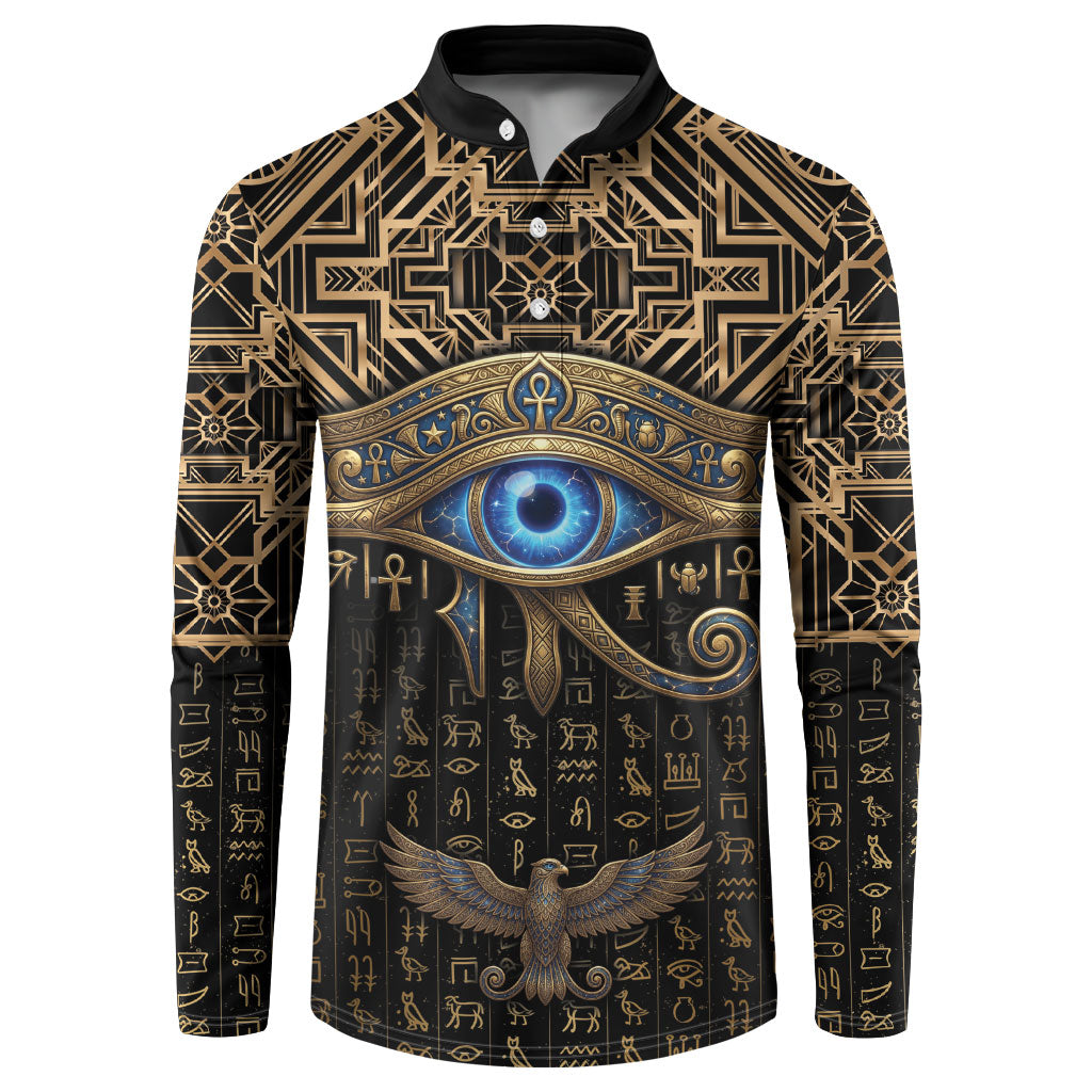 Egypt Eye of Horus Button Sweatshirt Hieroglyphics Patterns Retro Style