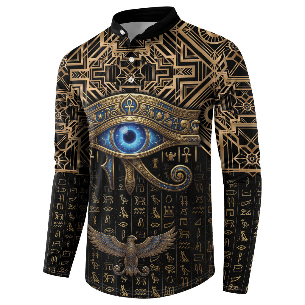 Egypt Eye of Horus Button Sweatshirt Hieroglyphics Patterns Retro Style