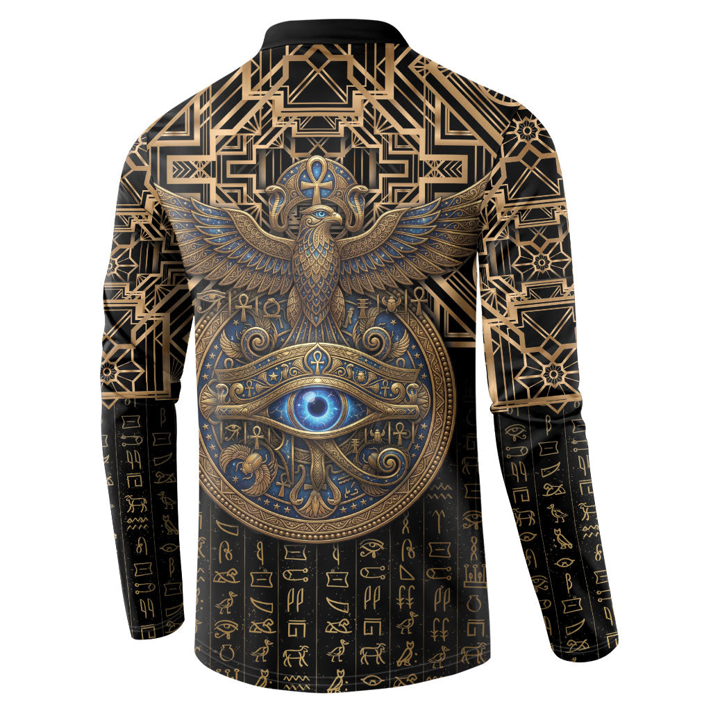 Egypt Eye of Horus Button Sweatshirt Hieroglyphics Patterns Retro Style