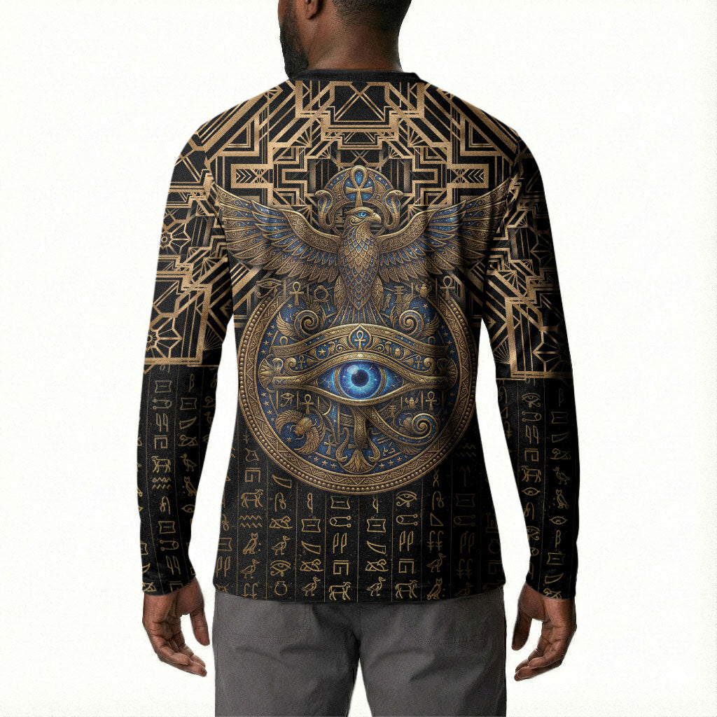 Egypt Eye of Horus Button Sweatshirt Hieroglyphics Patterns Retro Style
