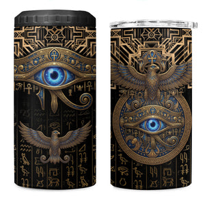 Egypt Eye of Horus 4 in 1 Can Cooler Tumbler Hieroglyphics Patterns Retro Style
