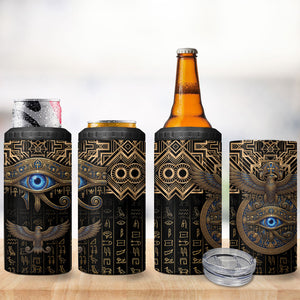 Egypt Eye of Horus 4 in 1 Can Cooler Tumbler Hieroglyphics Patterns Retro Style