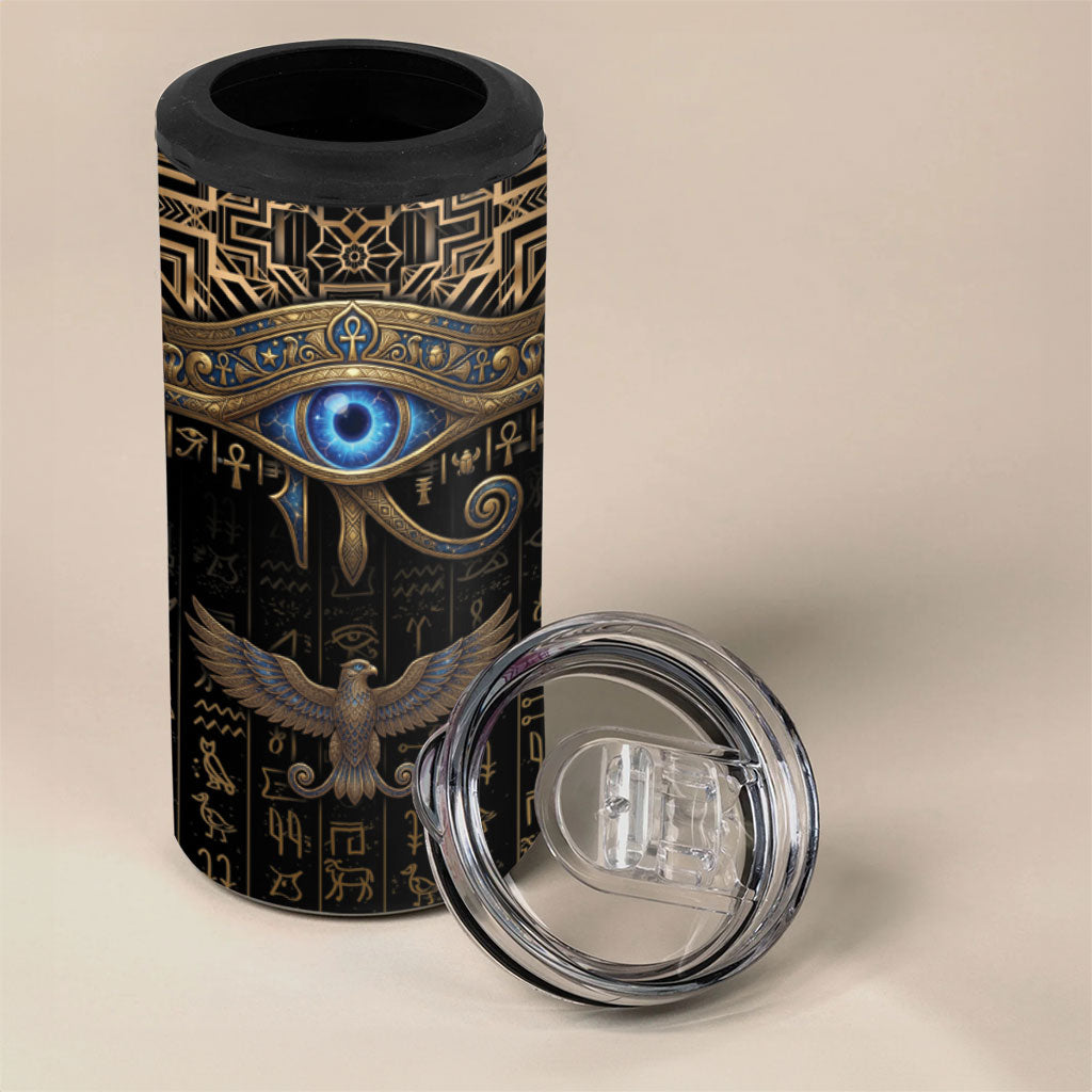 Egypt Eye of Horus 4 in 1 Can Cooler Tumbler Hieroglyphics Patterns Retro Style