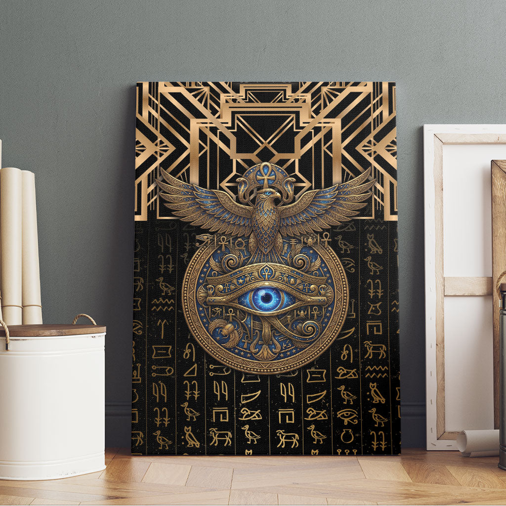 Egypt Eye of Horus Canvas Wall Art Hieroglyphics Patterns Retro Style