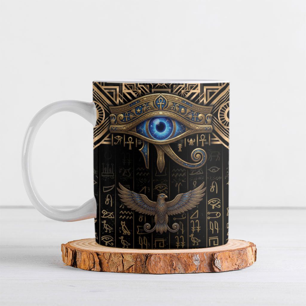 Egypt Eye of Horus Ceramic Mug Hieroglyphics Patterns Retro Style