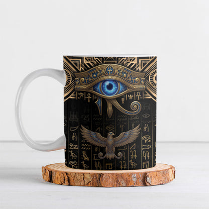 Egypt Eye of Horus Ceramic Mug Hieroglyphics Patterns Retro Style