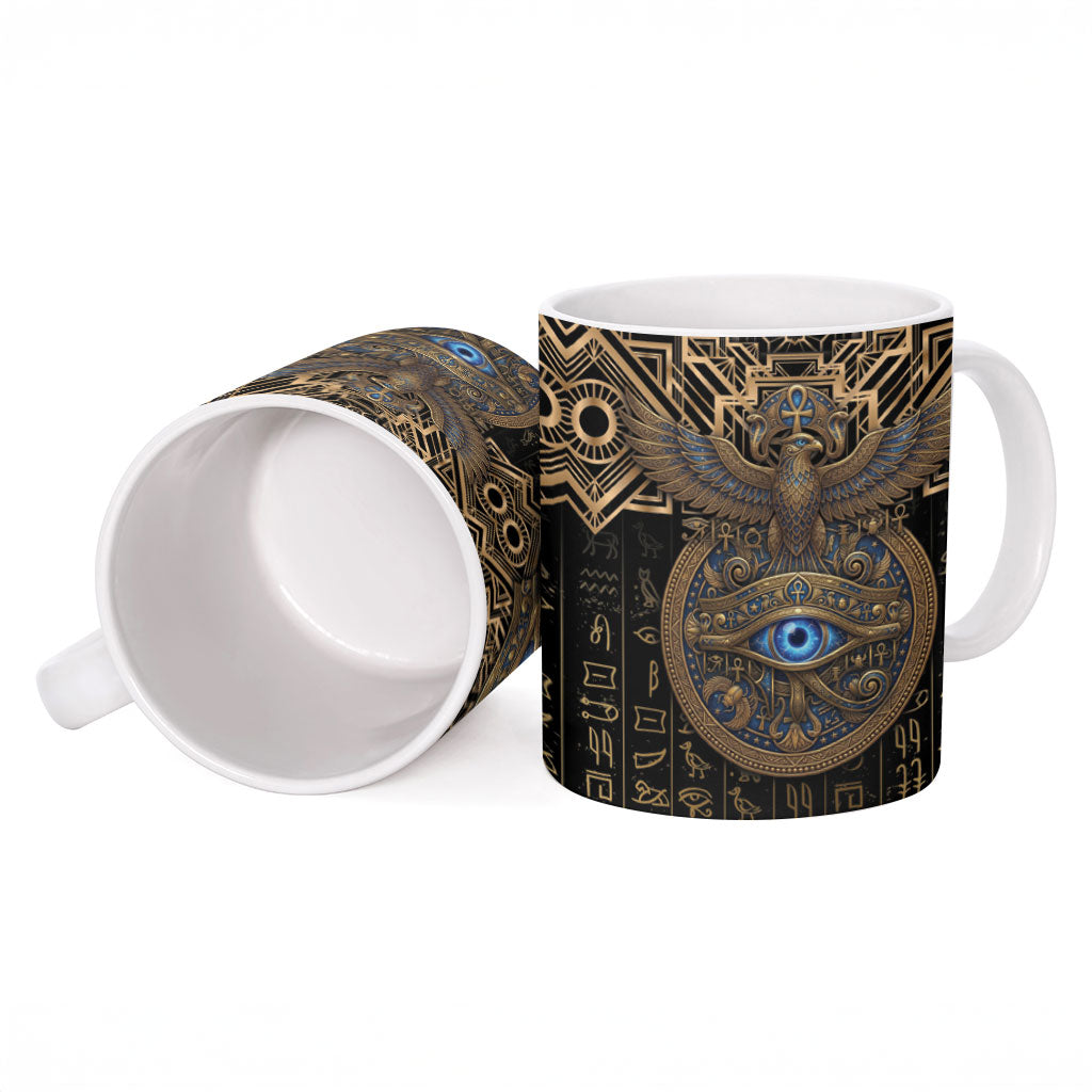 Egypt Eye of Horus Ceramic Mug Hieroglyphics Patterns Retro Style