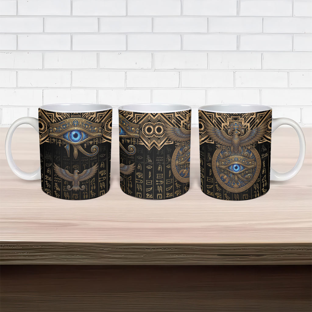 Egypt Eye of Horus Ceramic Mug Hieroglyphics Patterns Retro Style