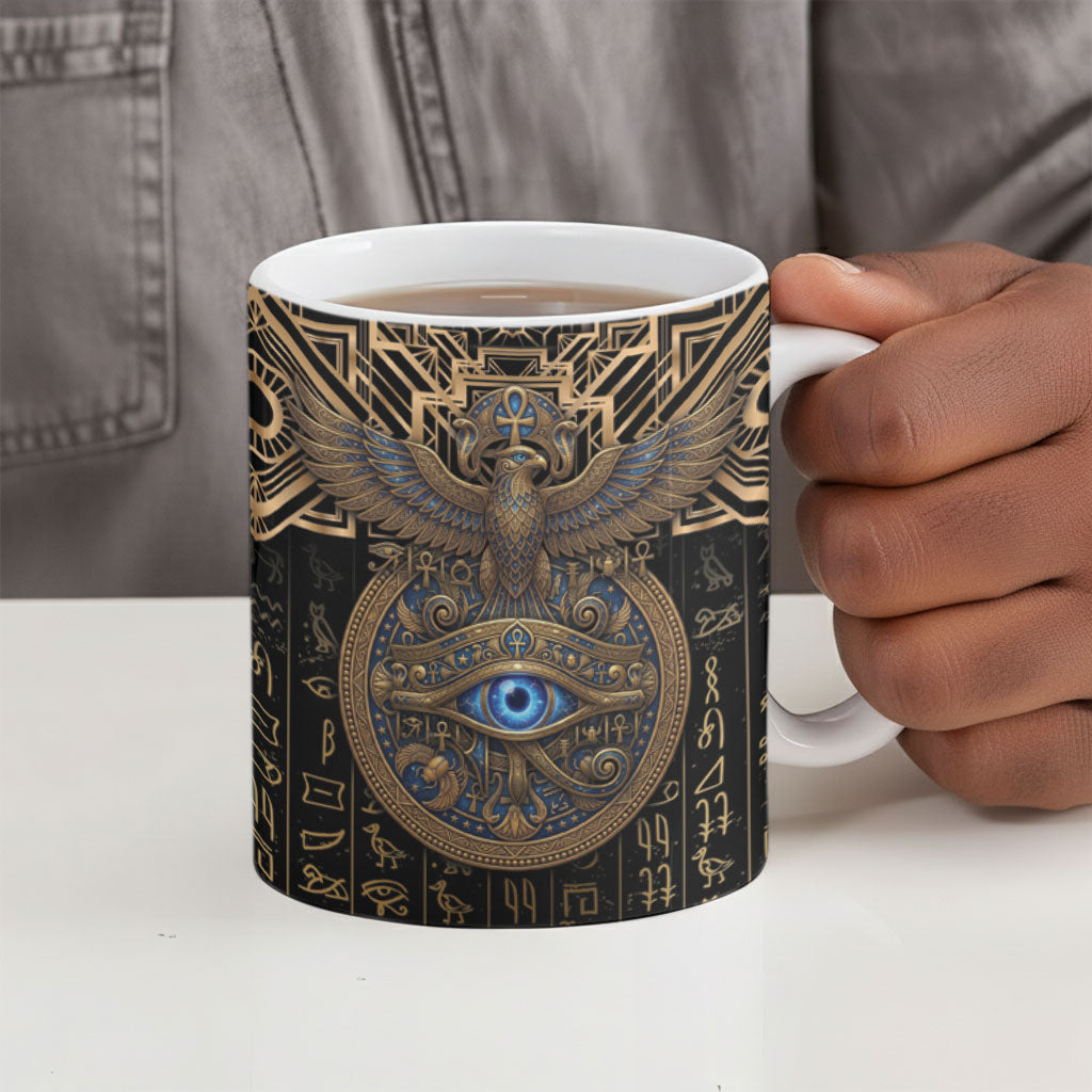 Egypt Eye of Horus Ceramic Mug Hieroglyphics Patterns Retro Style