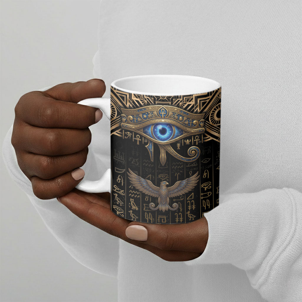 Egypt Eye of Horus Ceramic Mug Hieroglyphics Patterns Retro Style