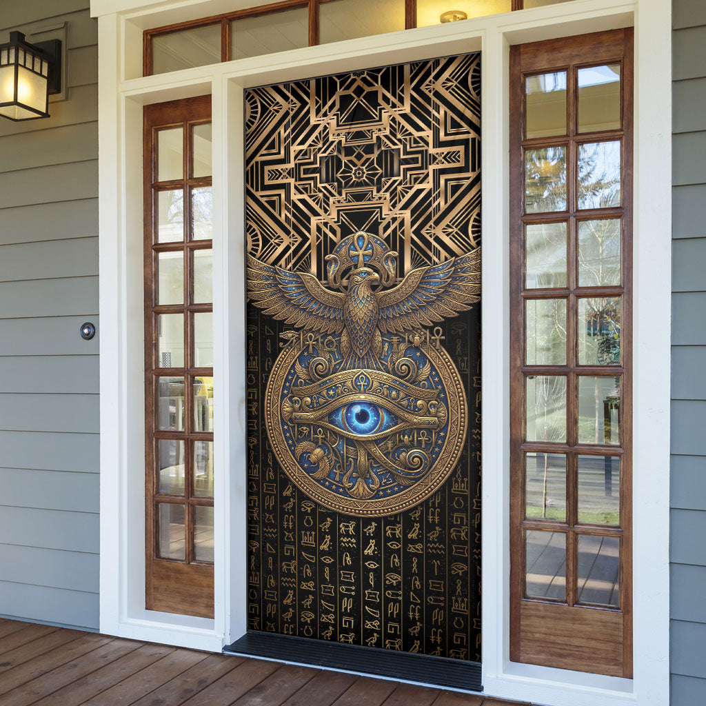 Egypt Eye of Horus Door Cover Hieroglyphics Patterns Retro Style