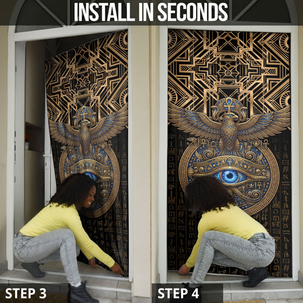 Egypt Eye of Horus Door Cover Hieroglyphics Patterns Retro Style