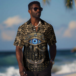 Egypt Eye of Horus Hawaiian Shirt Hieroglyphics Patterns Retro Style