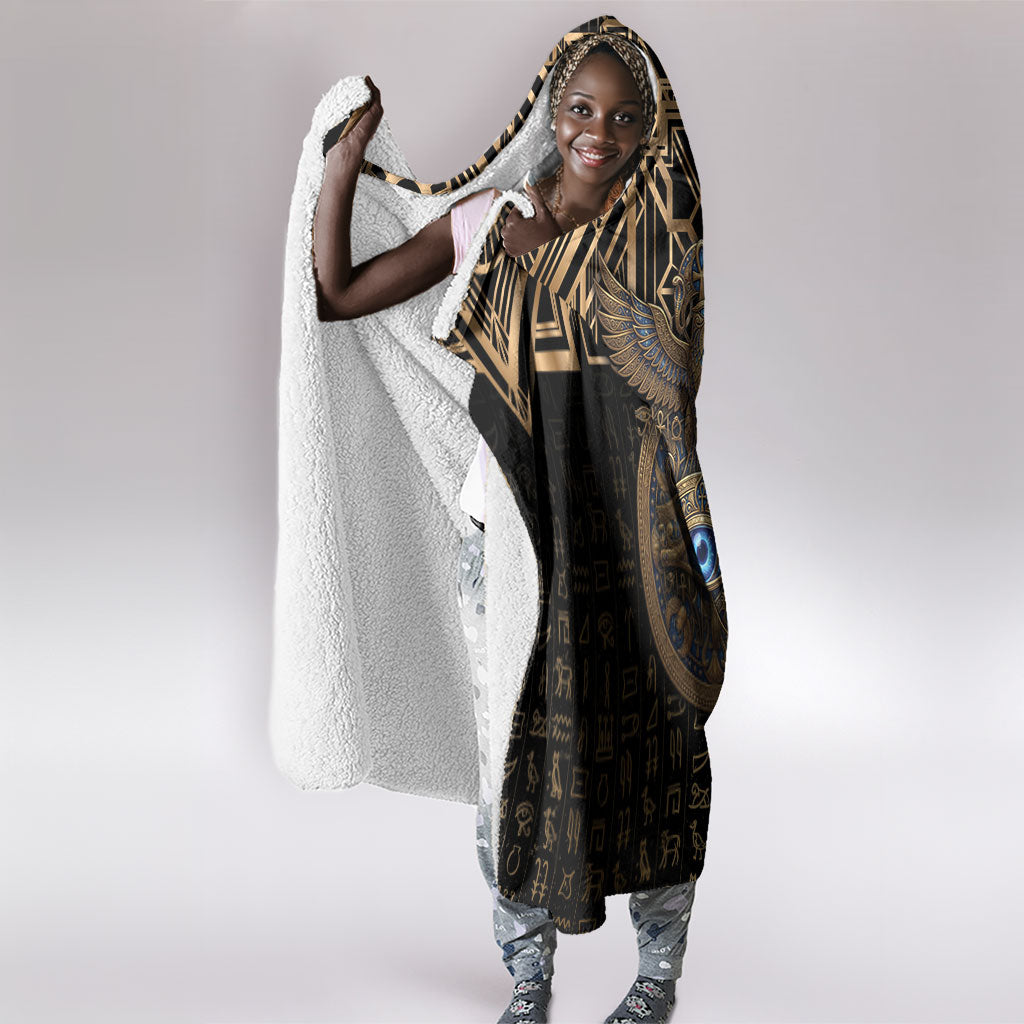 Egypt Eye of Horus Hooded Blanket Hieroglyphics Patterns Retro Style