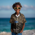 Egypt Eye of Horus Kid Hawaiian Shirt Hieroglyphics Patterns Retro Style