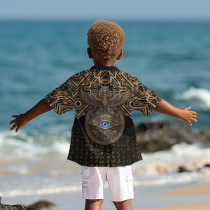 Egypt Eye of Horus Kid Hawaiian Shirt Hieroglyphics Patterns Retro Style