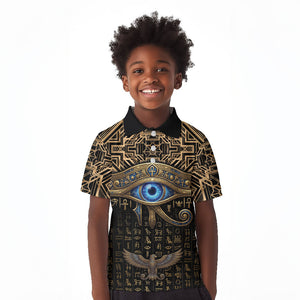 Egypt Eye of Horus Kid Polo Shirt Hieroglyphics Patterns Retro Style