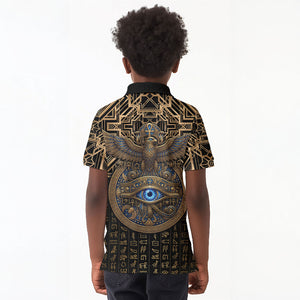 Egypt Eye of Horus Kid Polo Shirt Hieroglyphics Patterns Retro Style