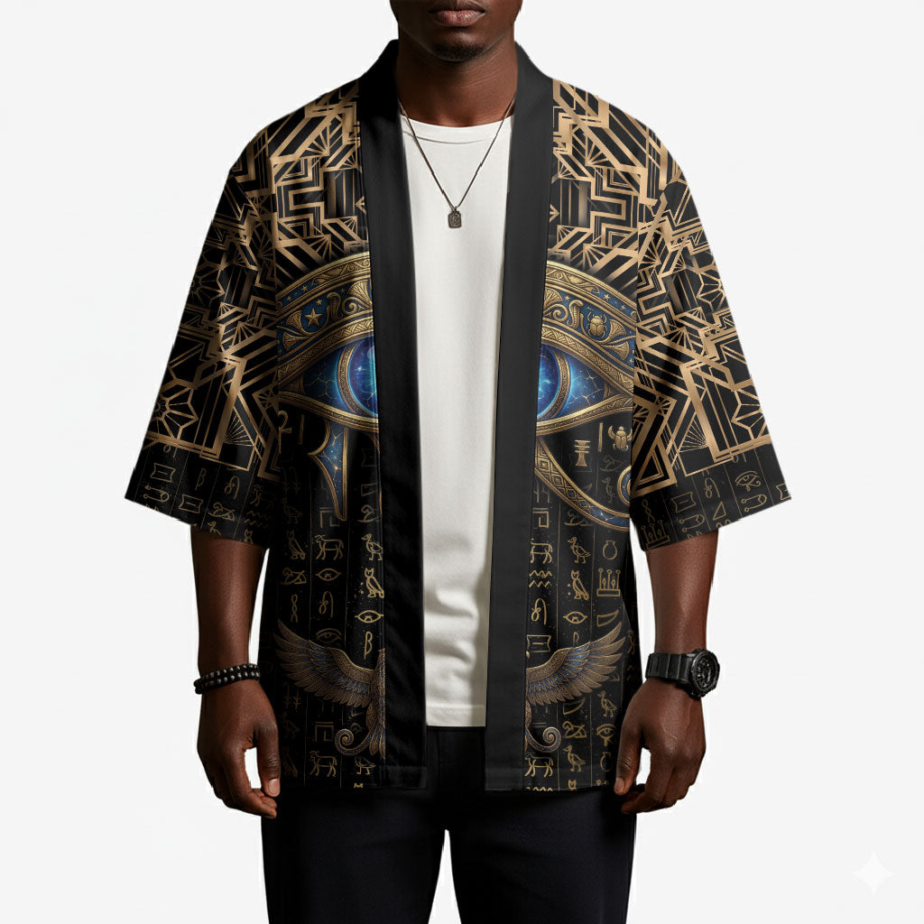 Egypt Eye of Horus Kimono Hieroglyphics Patterns Retro Style
