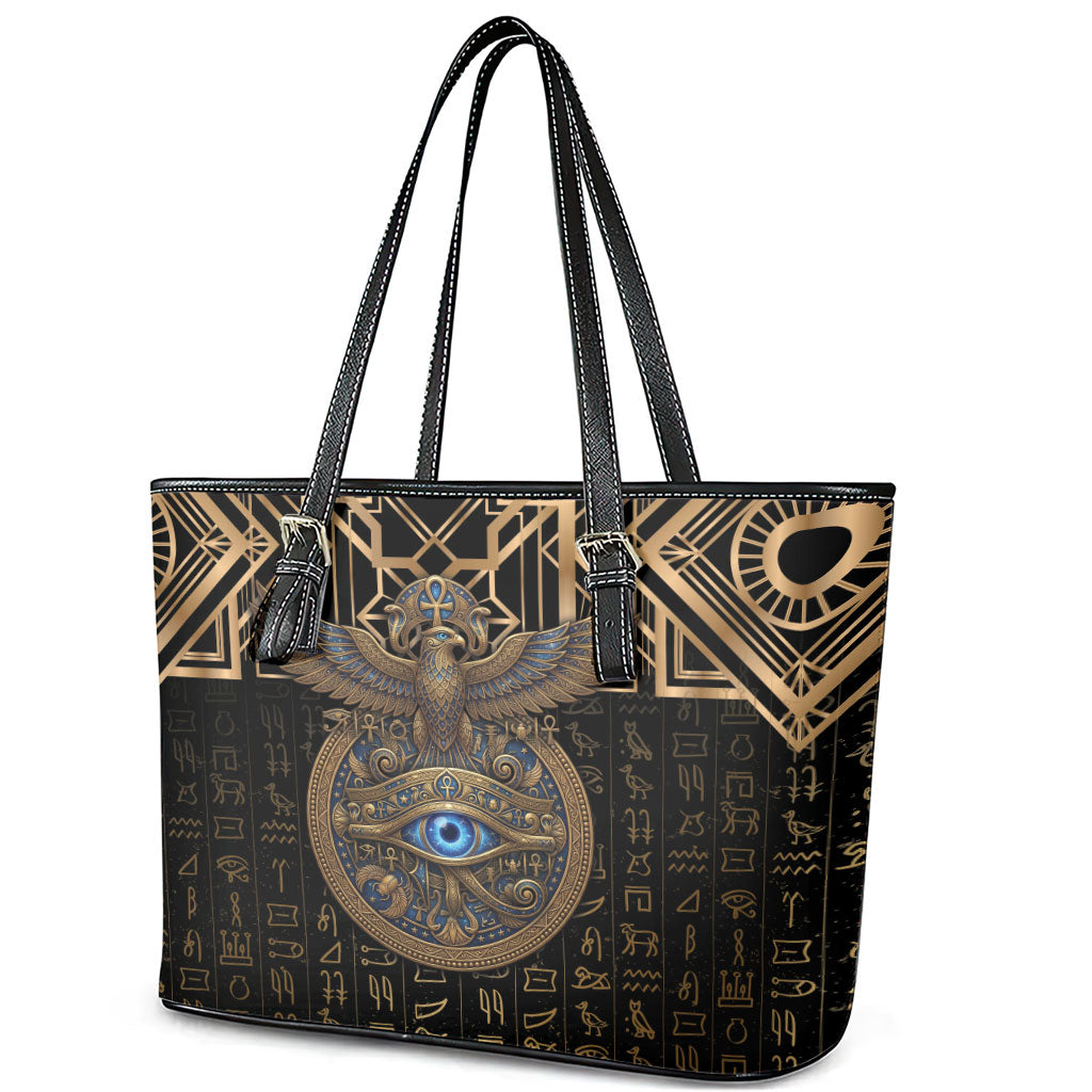Egypt Eye of Horus Leather Tote Bag Hieroglyphics Patterns Retro Style