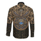 Egypt Eye of Horus Long Sleeve Button Shirt Hieroglyphics Patterns Retro Style