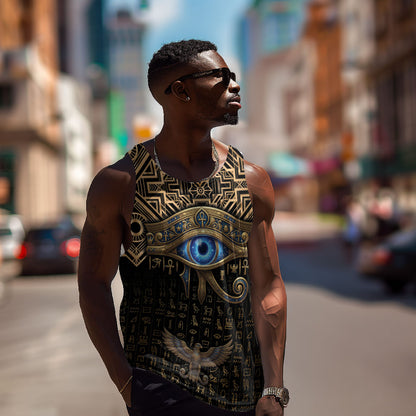 Egypt Eye of Horus Men Tank Top Hieroglyphics Patterns Retro Style