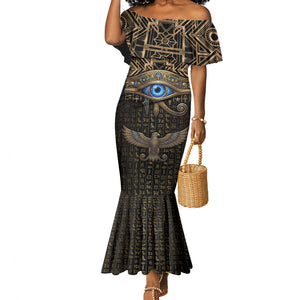 Egypt Eye of Horus Mermaid Dress Hieroglyphics Patterns Retro Style