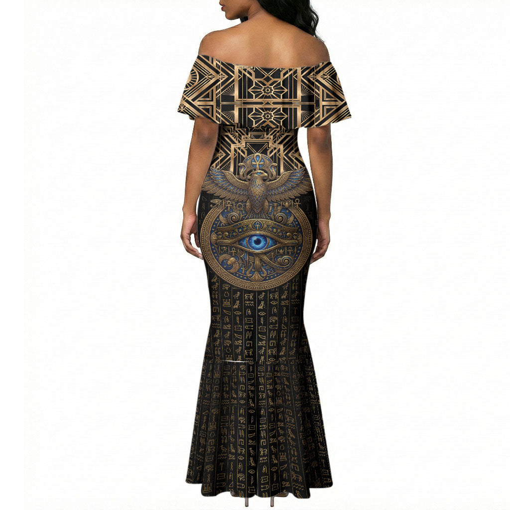 Egypt Eye of Horus Mermaid Dress Hieroglyphics Patterns Retro Style