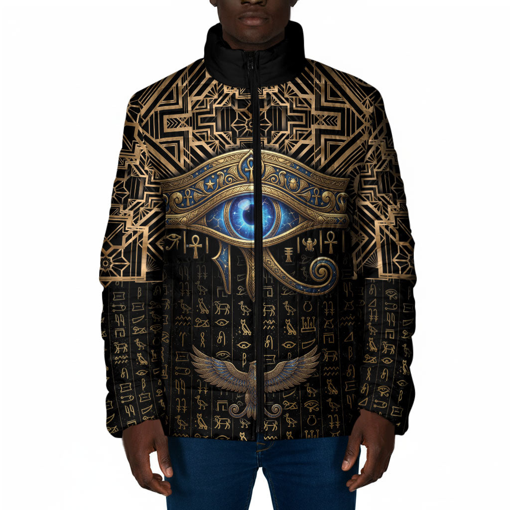 Egypt Eye of Horus Padded Jacket Hieroglyphics Patterns Retro Style