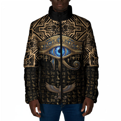 Egypt Eye of Horus Padded Jacket Hieroglyphics Patterns Retro Style