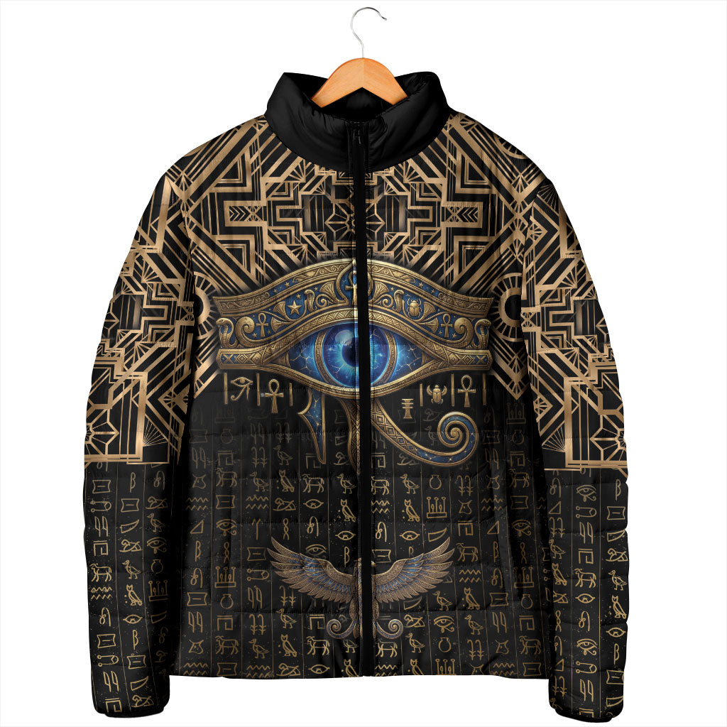 Egypt Eye of Horus Padded Jacket Hieroglyphics Patterns Retro Style