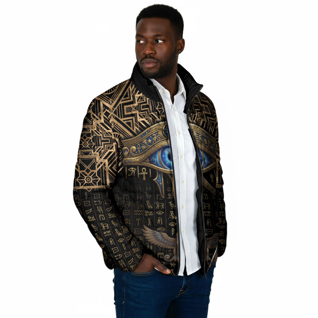 Egypt Eye of Horus Padded Jacket Hieroglyphics Patterns Retro Style