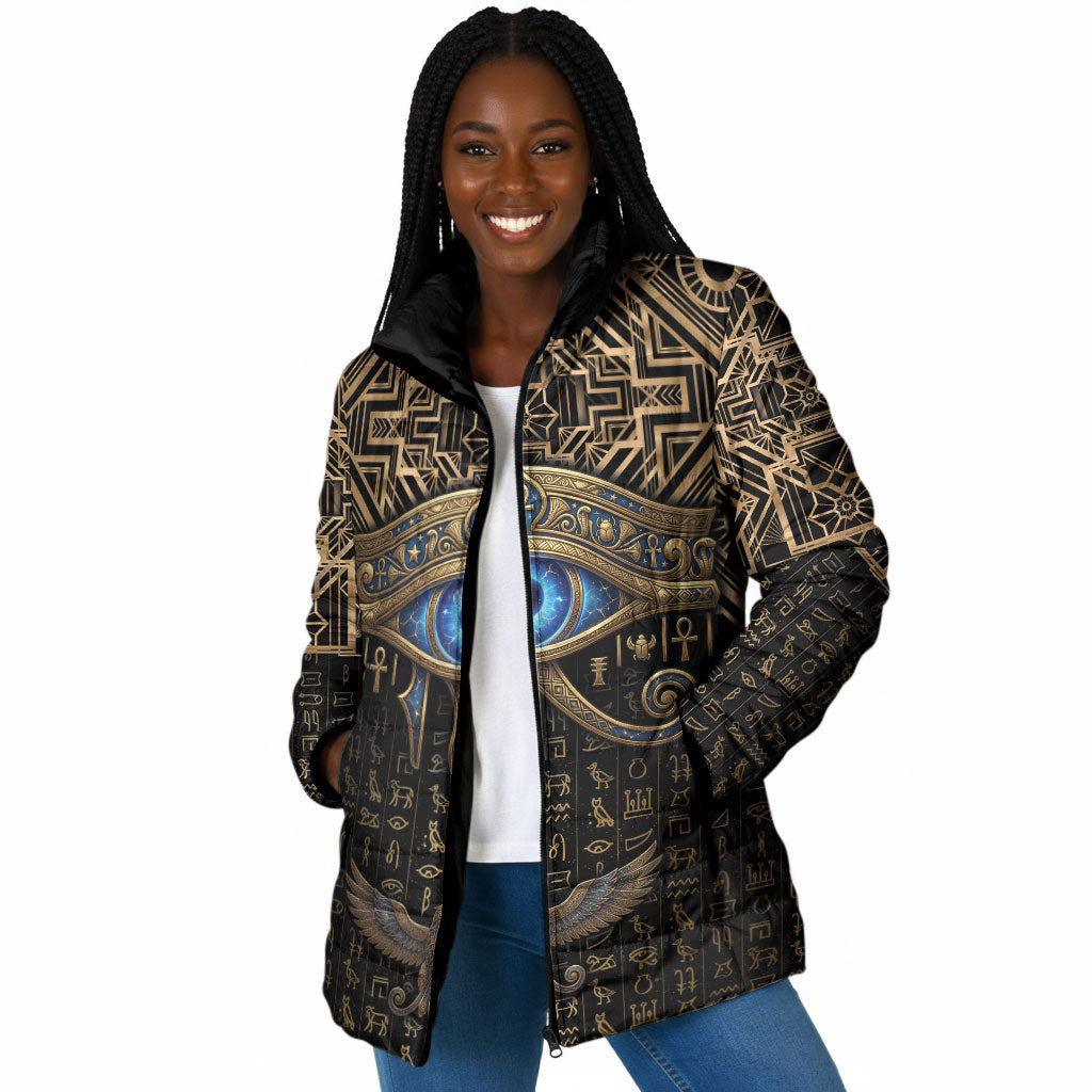 Egypt Eye of Horus Padded Jacket Hieroglyphics Patterns Retro Style
