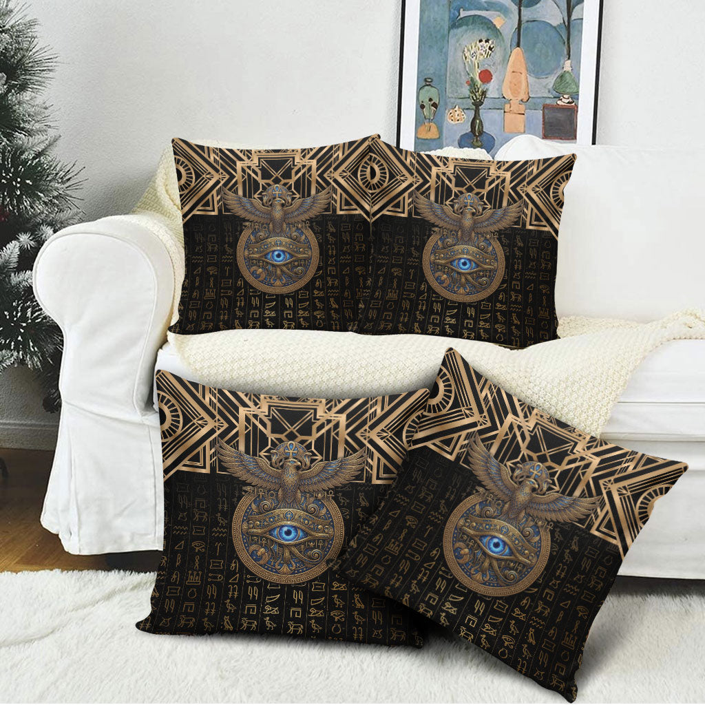 Egypt Eye of Horus Pillow Cover Hieroglyphics Patterns Retro Style