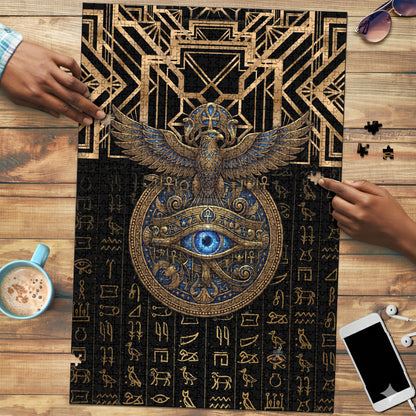 Egypt Eye of Horus Puzzle Hieroglyphics Patterns Retro Style