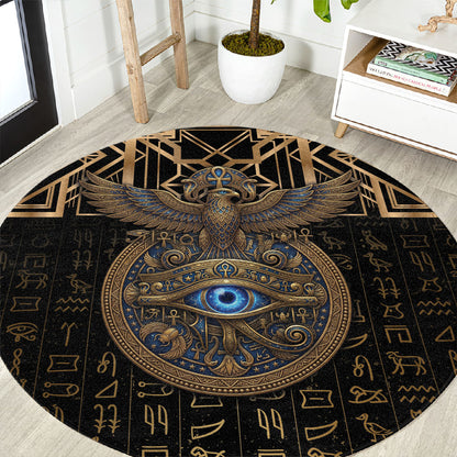 Egypt Eye of Horus Round Carpet Hieroglyphics Patterns Retro Style