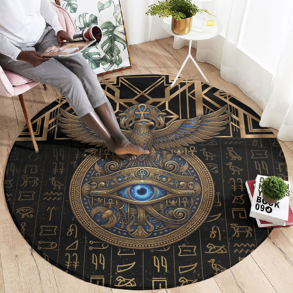 Egypt Eye of Horus Round Carpet Hieroglyphics Patterns Retro Style