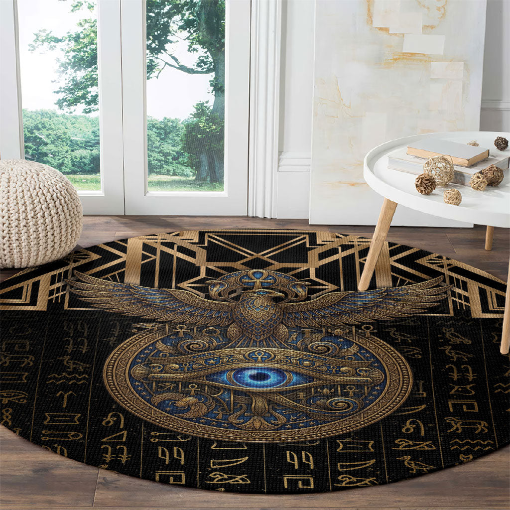 Egypt Eye of Horus Round Carpet Hieroglyphics Patterns Retro Style