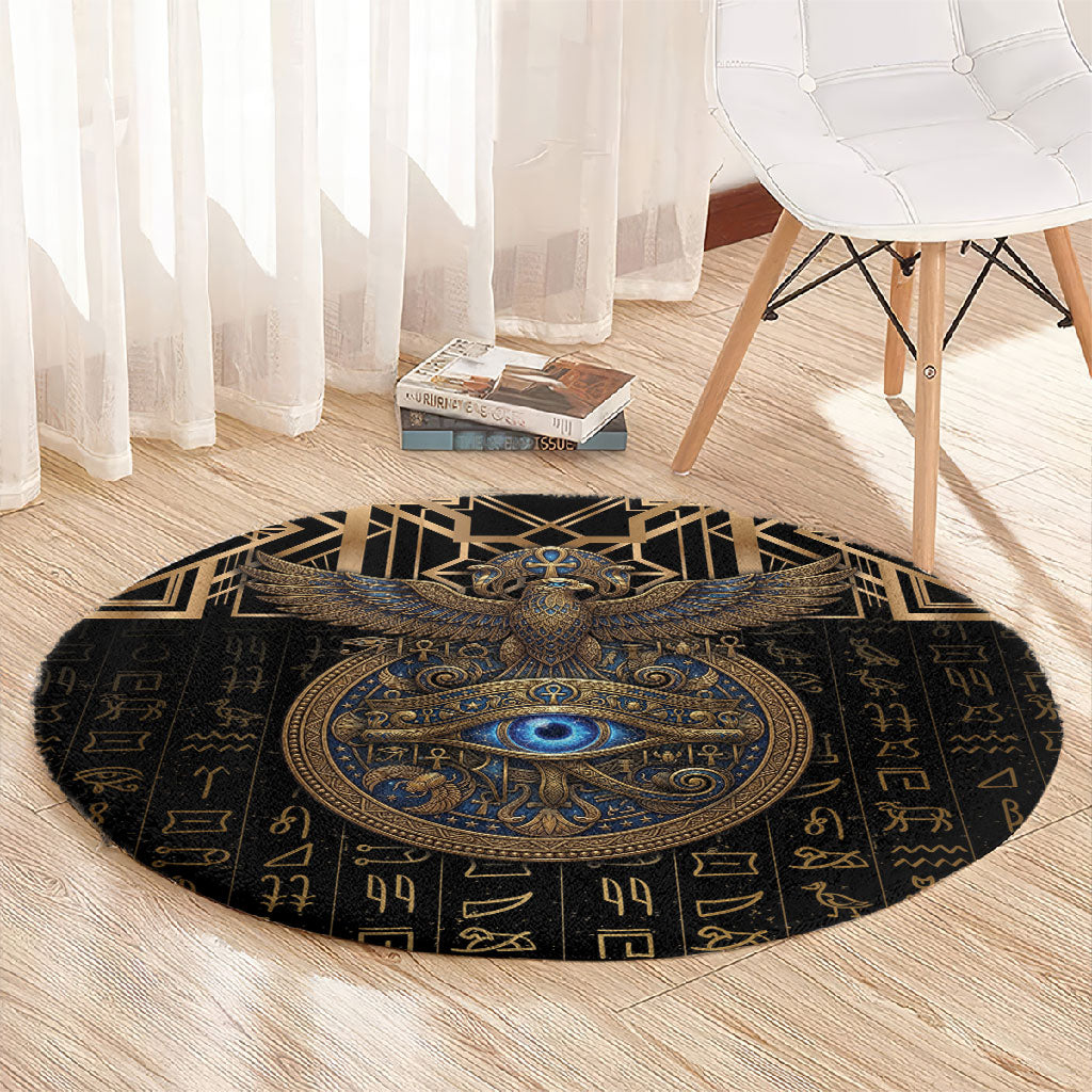 Egypt Eye of Horus Round Carpet Hieroglyphics Patterns Retro Style