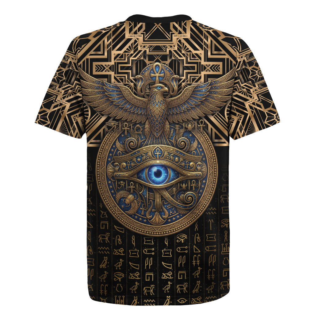 Egypt Eye of Horus Rugby Jersey Hieroglyphics Patterns Retro Style