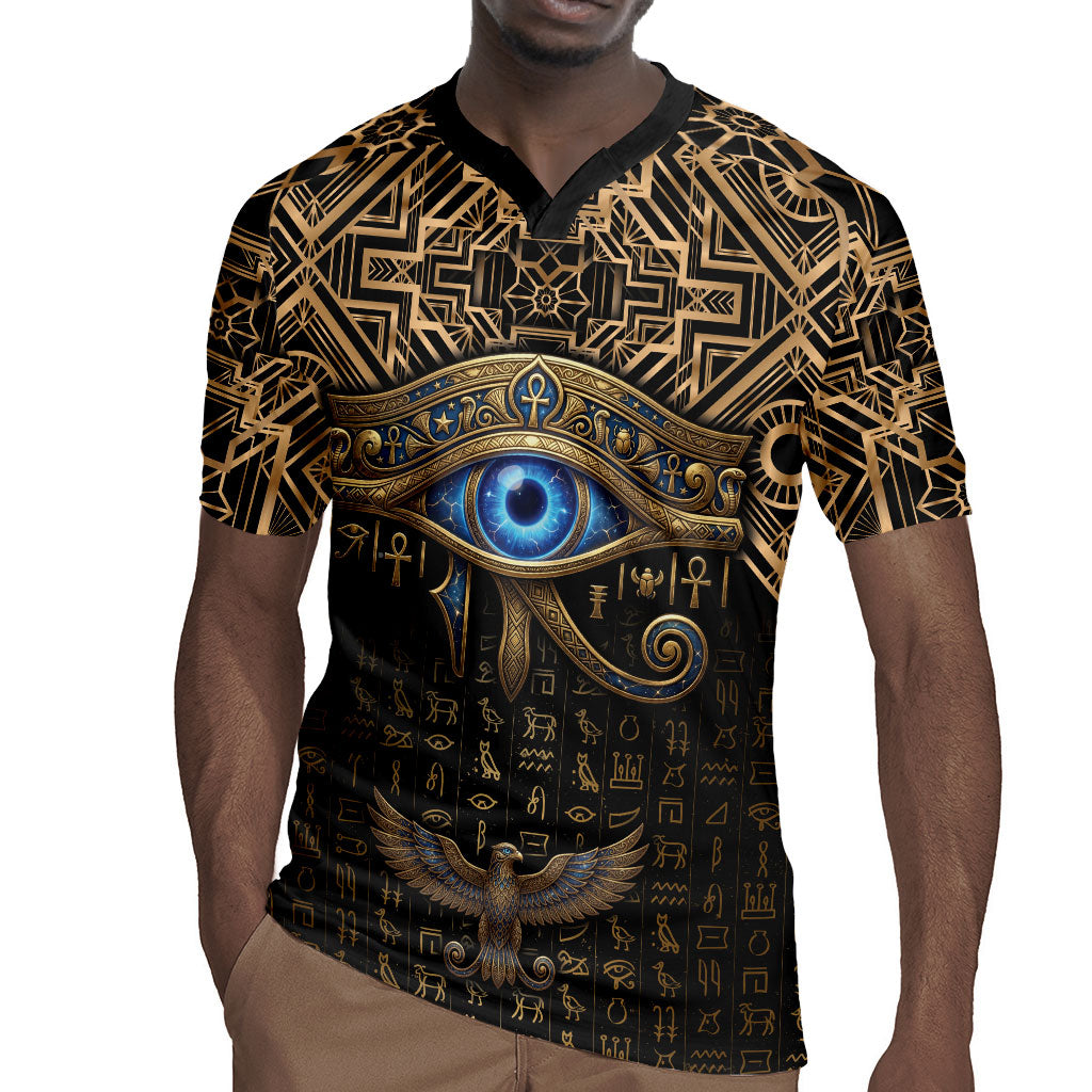 Egypt Eye of Horus Rugby Jersey Hieroglyphics Patterns Retro Style