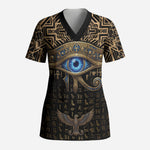 Egypt Eye of Horus Scrub Top Hieroglyphics Patterns Retro Style